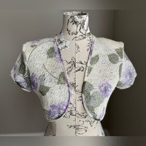Vintage 80s Regency Woven Floral Cottagecore Fairy Shrug